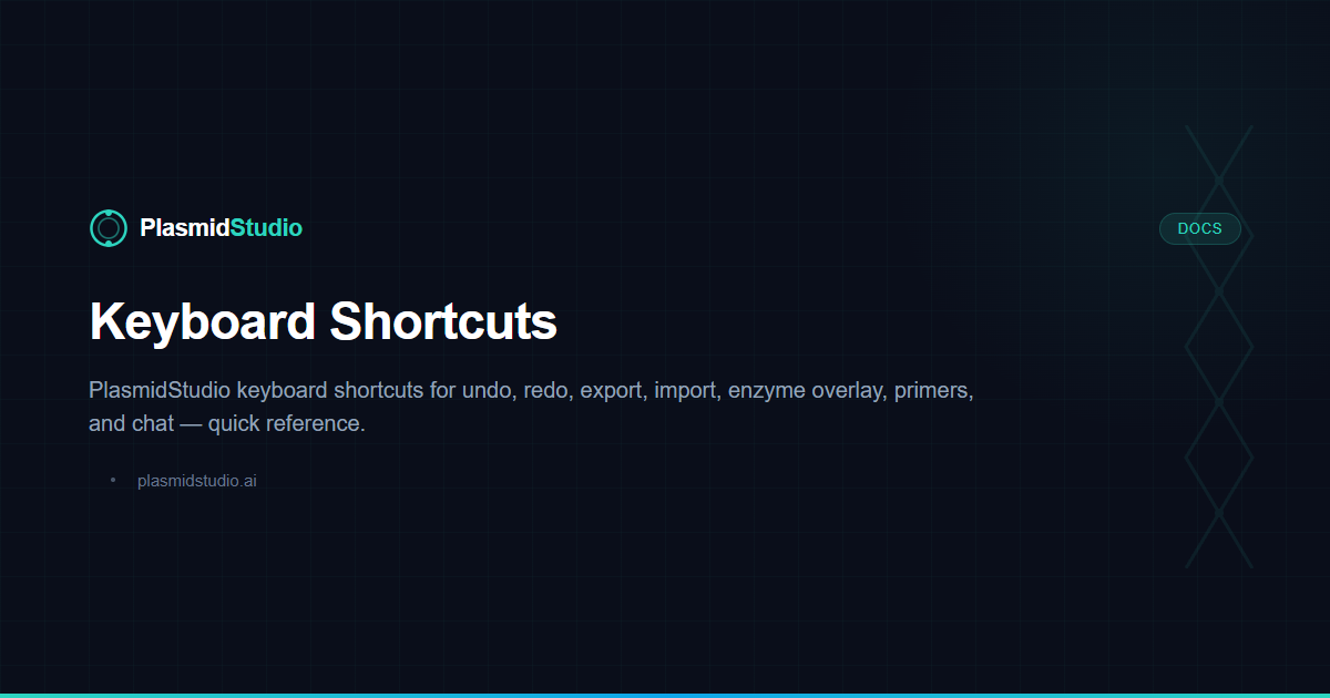 Keyboard Shortcuts — PlasmidStudio Docs