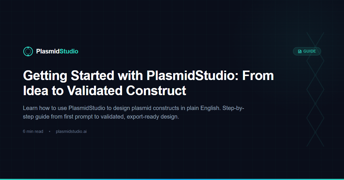 Getting Started with PlasmidStudio: From Idea to Validated Construct ...