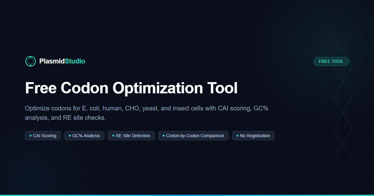 Free Codon Optimization Tool Online — E. coli, Human, CHO | PlasmidStudio